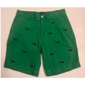 Polo Ralph Lauren Men's Green Whale Embroidered Chino Shorts Sz 33 9" Inseam